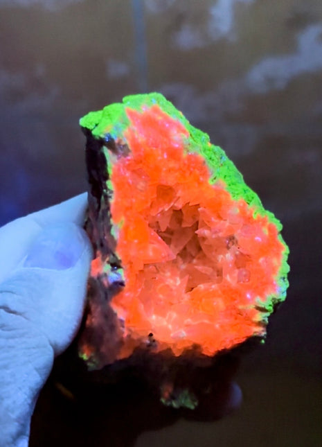 UV Watermelon Calcite Specimen from Argentina