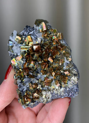 Rainbow Pyrite with Quartz, Sphalerite - Borieva mine, Rhodope Mtns