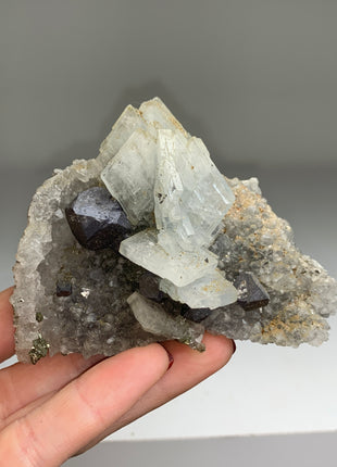 Blue Barite with Galena, Quartz, Pyrite