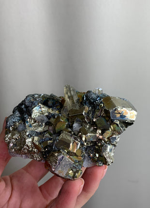 Rare ! Rainbow Pyrite, Galena with Quartz - From Indonesia