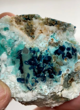 New Arrival ! Blue Veszelyite with Quartz Specimen PM0381