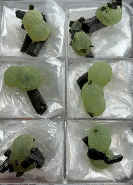 6 Pieces ! High Grade Apple Green Prehnite with Epidote Lot - From Mali