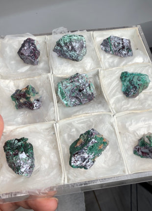 9 Pieces ! Red Cuprite with Fibrous Green Malachite Lot