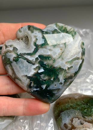 Very High Grade Moss Agate with Quartz Hearts - 4 Pieces !