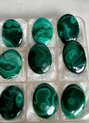 High Grade Malachite Palmstone Lot ! 9 Pieces
