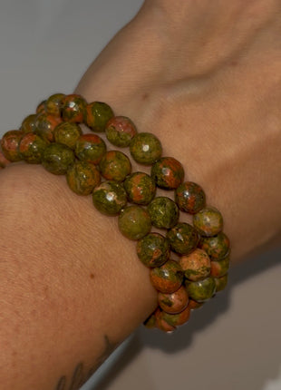 3 Pieces ! Unakite Bracelets Lot