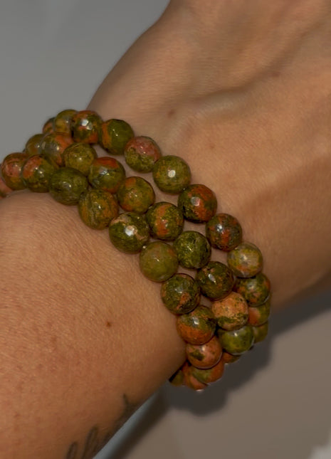 3 Pieces ! Unakite Bracelets Lot