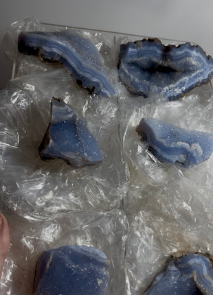 6 Pieces ! Druzy Blue Lace Agate Lot