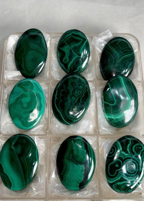 High Grade Malachite Palmstone Lot ! 9 Pieces