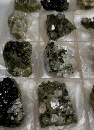 12 Pieces ! Forest Green Epidote with Quartz Lot