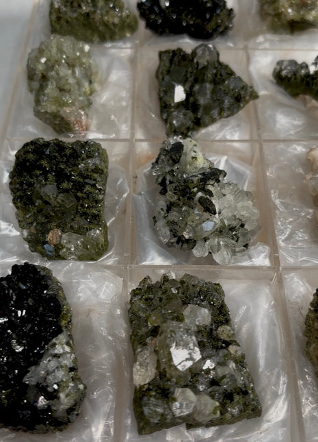 12 Pieces ! Forest Green Epidote with Quartz Lot