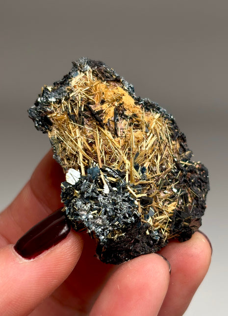 Golden Rutile with Hematite