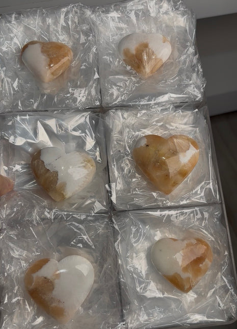 6 Pieces ! Peach Stilbite with Scolecite Hearts Lot