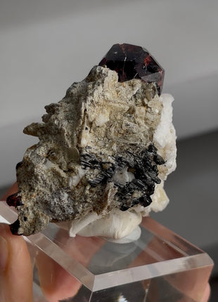 Red Garnet with Muscovite and Black Tourmaline PM0370