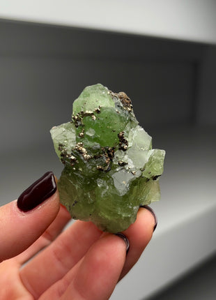 Green Fluorite with Pyrite from Peru