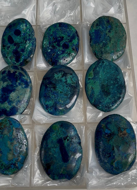Blue Azurite Palmstone Lot ! 9 Pieces