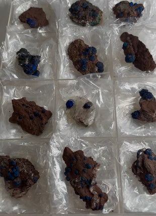 12 Piece Lot ! Rare Blueberry Azurite with Gypsum Specimens