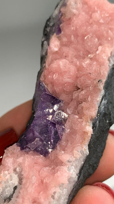 Pink Rhodocrosite with Purple Fluorite 🌸