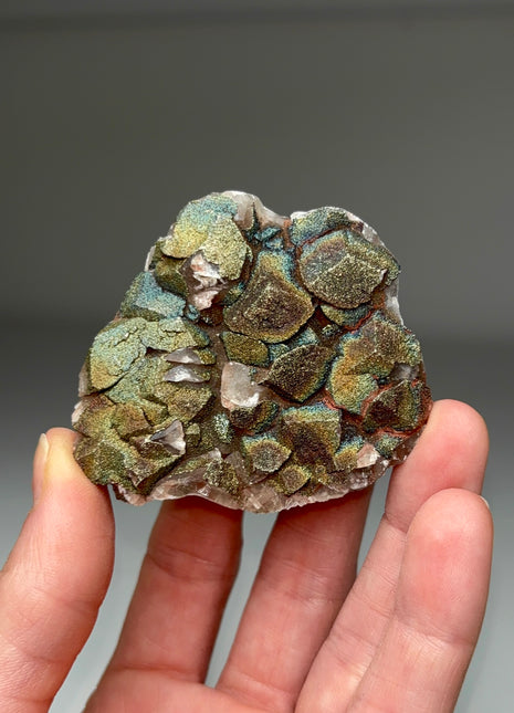 New Arrival ! Rainbow Pyrite with Calcite