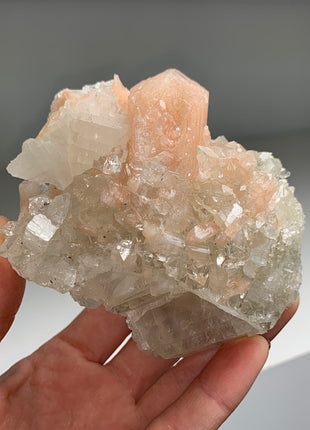 Pink Stilbite with Lustrous Apophyllite