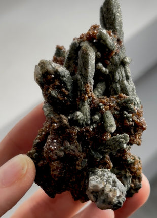 Green Prase with Garnet from Russia Collection # 830