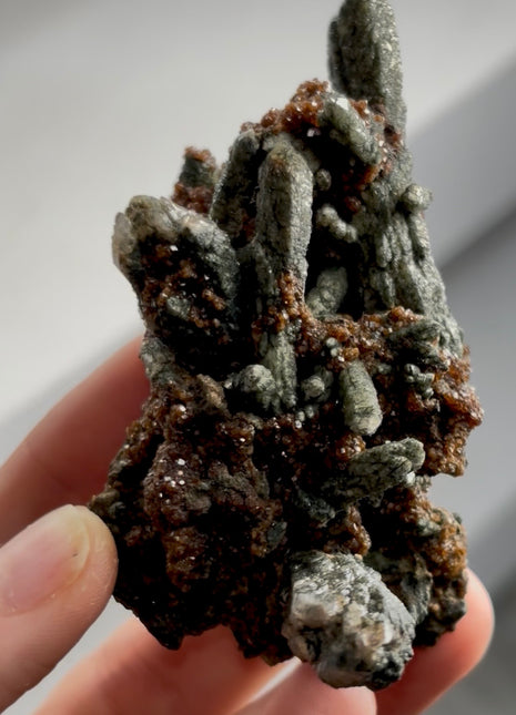 Green Prase with Garnet from Russia Collection # 830
