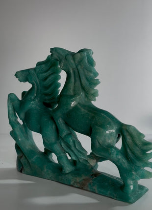 Green Amazonite Horses Sculpture