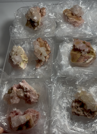 8 Pieces ! Pink and Green Halite Lot