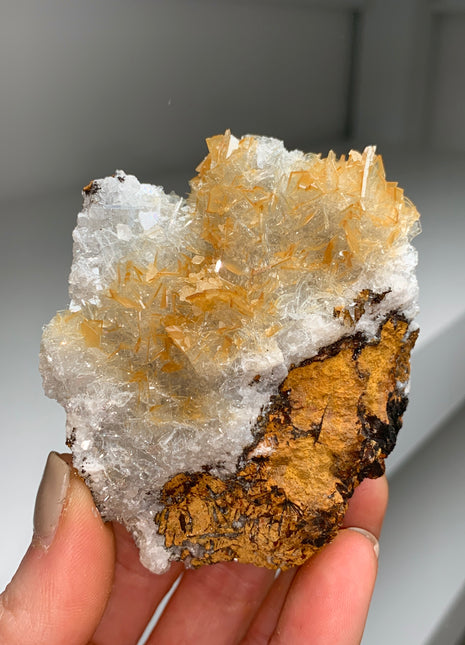 Yellow and White Bicolor Barite - From Morocco