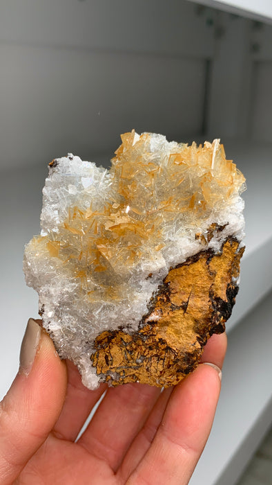 Yellow and White Bicolor Barite - From Morocco
