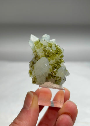 New ! Druzy Green Epidote with Quartz
