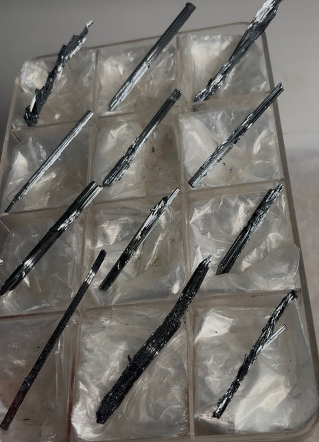 12 Pieces ! Silvery Stibnite Specimens Lot