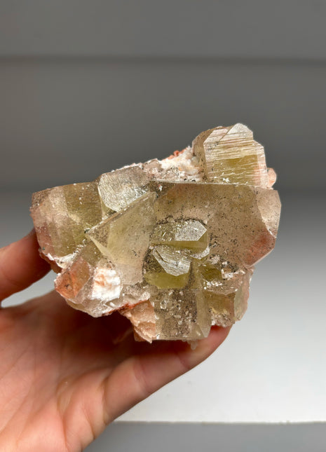 Green Apophyllite with Pink Scolecite