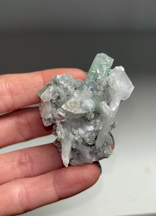 9 Pieces ! High Grade Green Apophyllite with Stilbite, Chalcedony