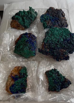 6 Piece Lot ! Green Malachite with Blue Azurite Specimens