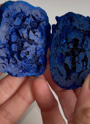 Blue Azurite Geode Pair