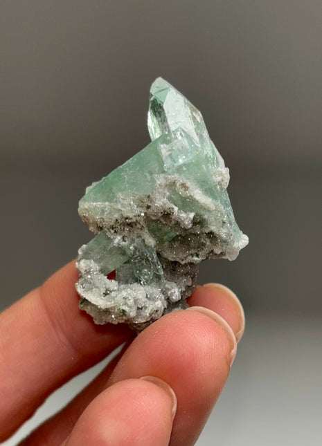 Gemmy Green Apophyllite with Druzy Green Chalcedony