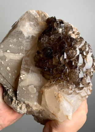 Wow !! Elestial Smoky Quartz with Terminated White Quartz - From Namibia 🔥🔥 *