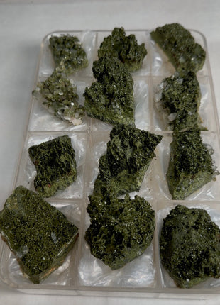 12 Pieces ! High Grade Forest Epidote with Quartz Lot