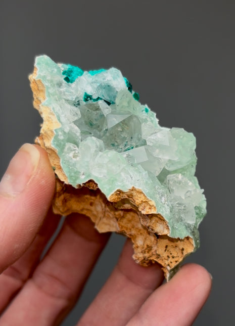 Green Dioptase Quartz Geode