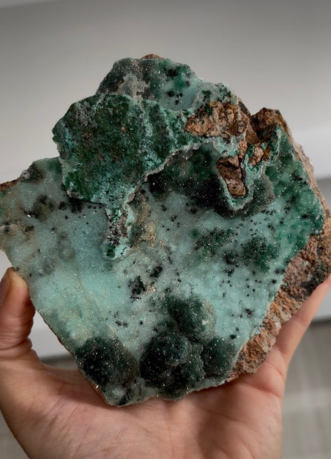 Druzy Blue Chrysocolla w/ Green Malachite Flowers