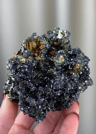 Rainbow Pyrite 🌈 with Shiny Sphalerite - Borieva mine, Rhodope Mtns