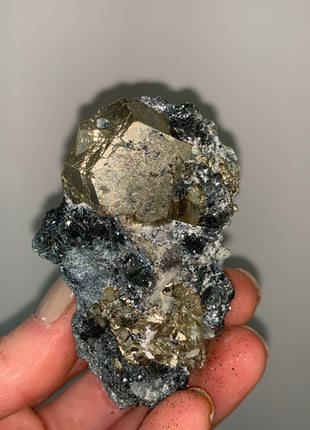 Pentadodecahedral Pyrite with Sparkly Hematite - Elba Island, Italy