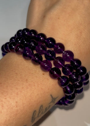 3 Pieces ! Deep Purple Amethyst Bracelets Lot