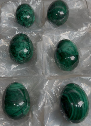 6 Pieces ! Green Malachite Eggs Lot
