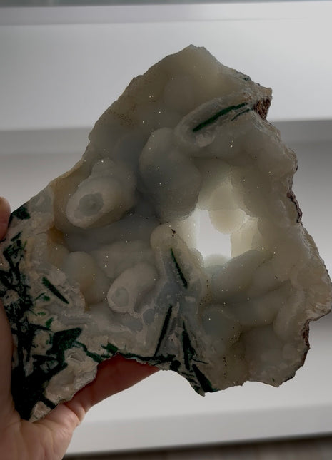 Sparkly Chalcedony with Green Malachite