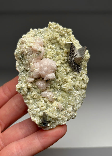 Unusual ! Pink Dolomite with Arsenopyrite and Quartz Collection # 289