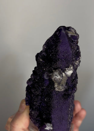 New ! Purple Fluorite Coated Quartz with Barite
