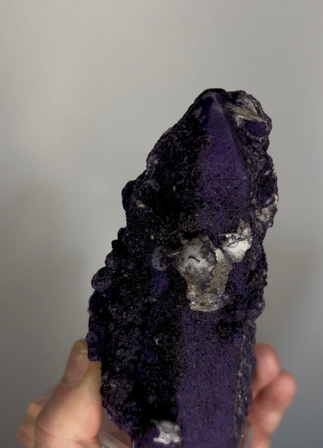 New ! Purple Fluorite Coated Quartz with Barite