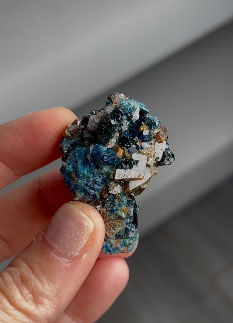 Blue Lazulite with Siderite from Rapid Creek, Canada